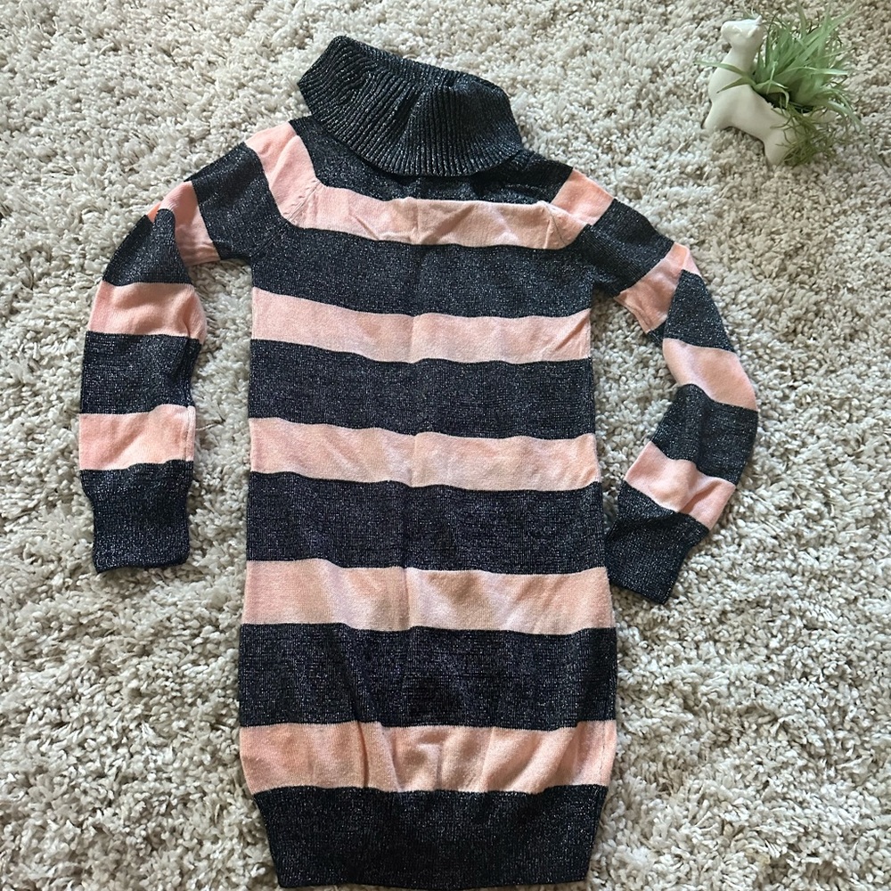 Cute H&M stripped girls preppy long school sweater dress outfit.